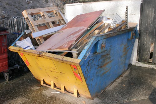 Demolition team managing waste removal